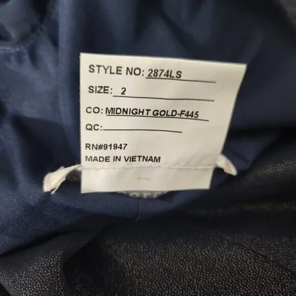 2/$50 Dessy Collection Vivian Diamond Midnight Gold Dress Size 2 | Elegant Gown - Picture 6 of 9